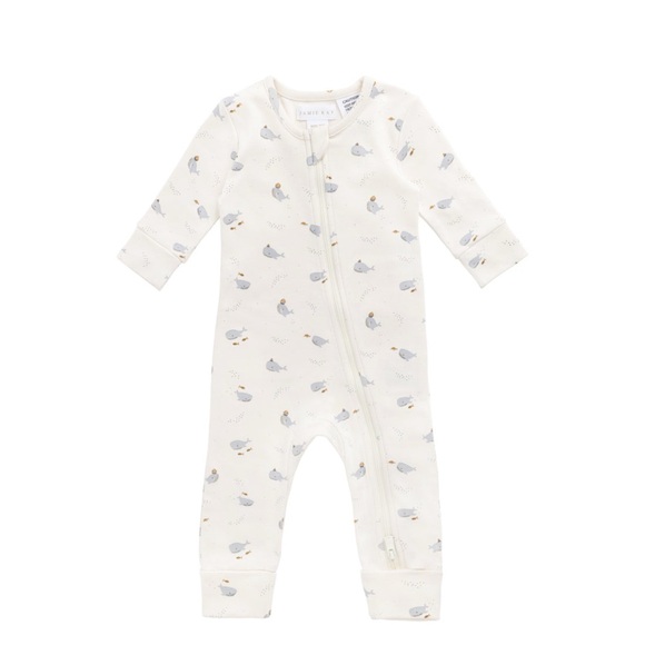New Jamie Kay Organic Cotton Reese Zip Onepiece in Whales Size 2 - Picture 4 of 9